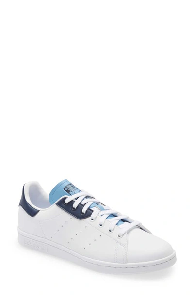 Shop Adidas Originals Stan Smith Low Top Sneaker In White/ Blue/ Blue