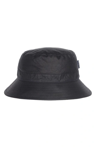 Shop Barbour Waxed Cotton Bucket Hat In Navy/ Midnight
