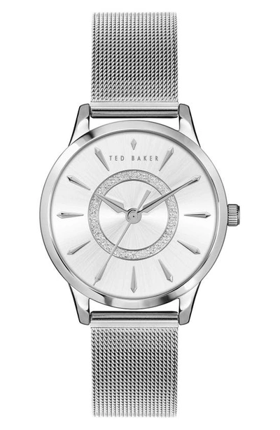 Shop Ted Baker Fitzrovia Charm Mesh Strap Watch, 34mm In Silver