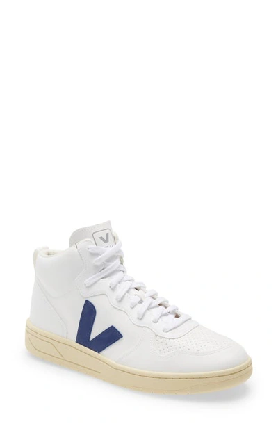 Shop Veja V-15 High Top Sneaker In White/ Cobalt/ Butter-sole