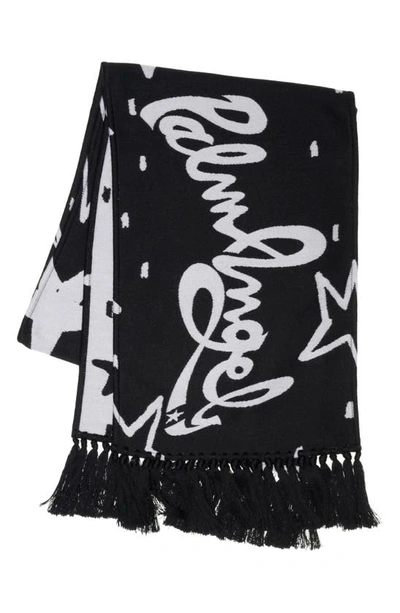 Shop Palm Angels Night Sky Wool Blend Scarf In Black White