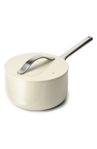 Caraway Nonstick Ceramic 3-quart Sauce Pan With Lid In Cream