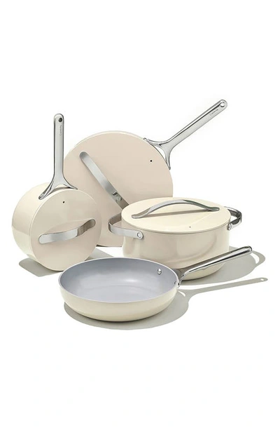 Shop Caraway Non-toxic Ceramic Non-stick 7-piece Cookware Set With Lid Storage In Cream