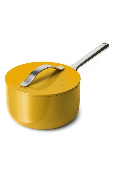Shop Caraway Nonstick Ceramic 3-quart Sauce Pan With Lid In Marigold
