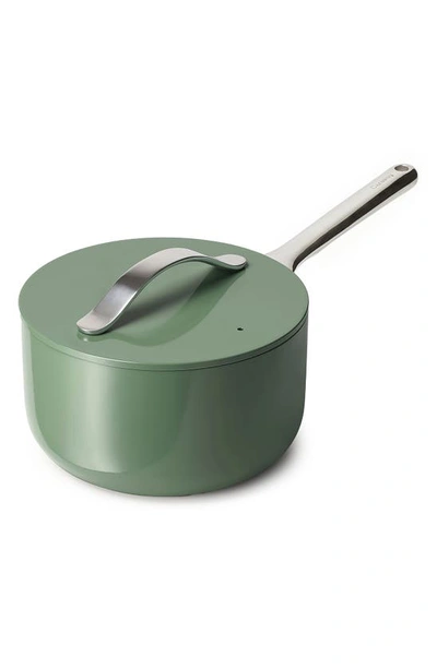 Shop Caraway Nonstick Ceramic 3-quart Sauce Pan With Lid In Green