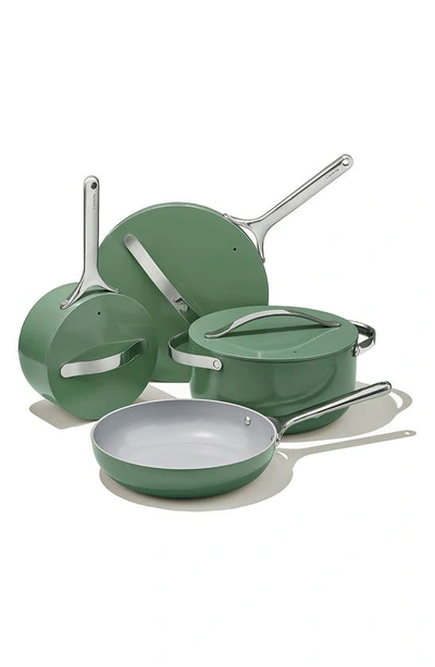 Shop Caraway Non-toxic Ceramic Non-stick 7-piece Cookware Set With Lid Storage In Sage