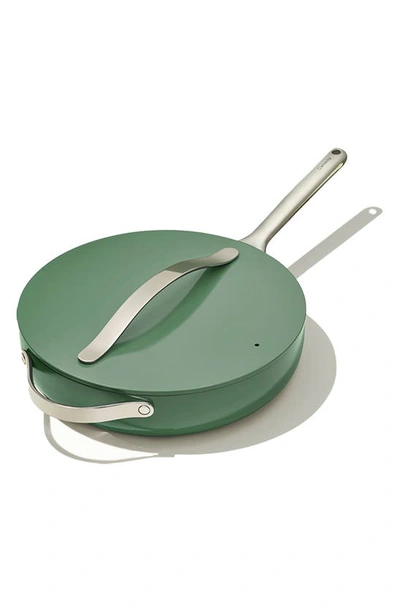 Caraway Nontoxic Ceramic Nonstick Saute Pan With Lid In Green