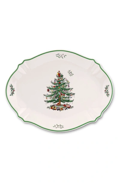 Portmeirion X Ted Baker Christmas Tree Oval Platter In Green