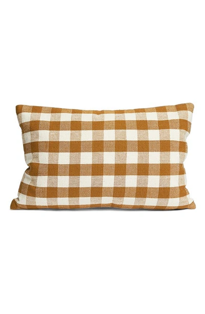 Shop Morrow Soft Goods Gingham Lumbar Pillow In Honey Gingham