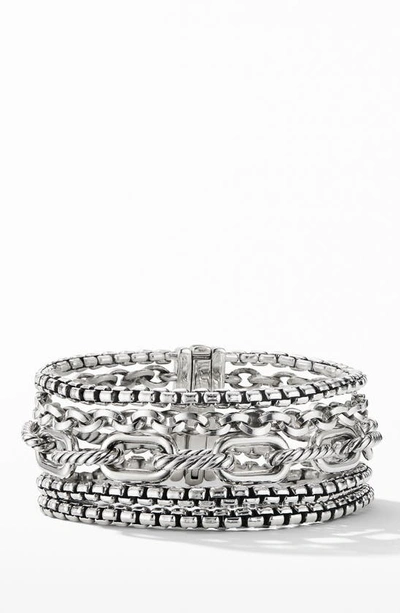 Shop David Yurman Multi-row Chain Bracelet In Silver/ Gold