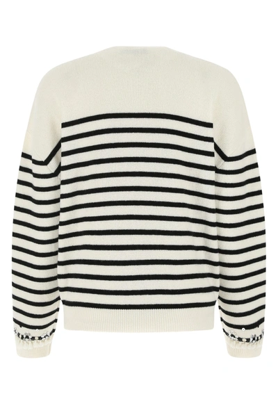 Shop Valentino Embroidered Wool Sweater  Stripped  Donna S