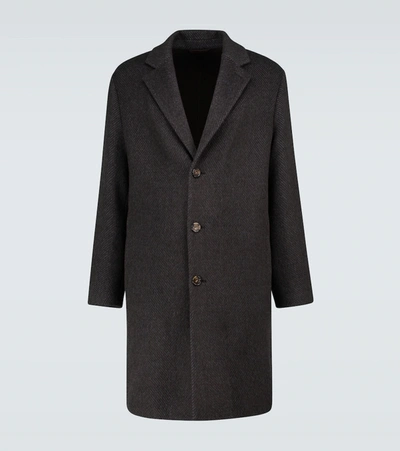 Shop Loro Piana Findon Wool-blend Coat In Herringbone Black