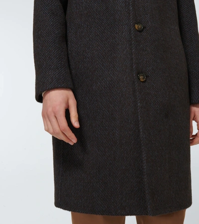 Shop Loro Piana Findon Wool-blend Coat In Herringbone Black