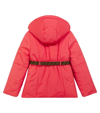 Shop Fendi Ff Belted Ski Jacket In Cherry