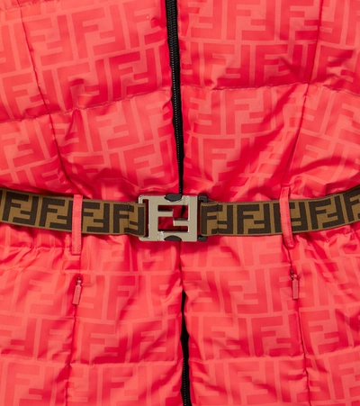 Shop Fendi Ff Belted Ski Jacket In Cherry