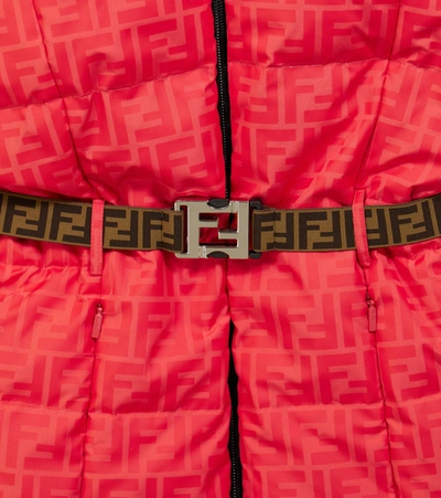 Shop Fendi Ff Belted Ski Jacket In Cherry