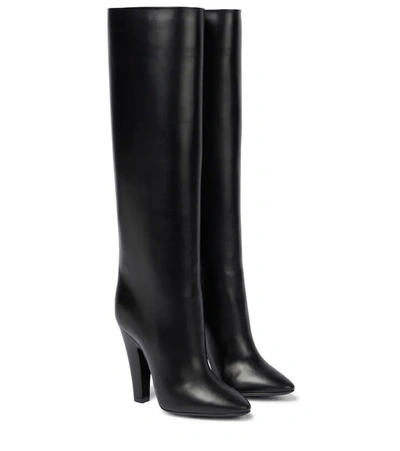Shop Saint Laurent 68 Leather Knee-high Boots In Noir