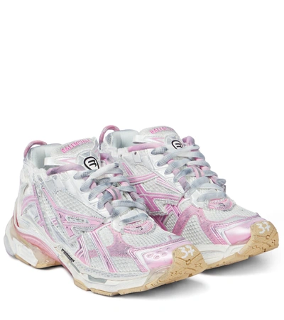 Shop Balenciaga Runner Mesh-trimmed Nylon Sneakers In White/pink/beige/blk