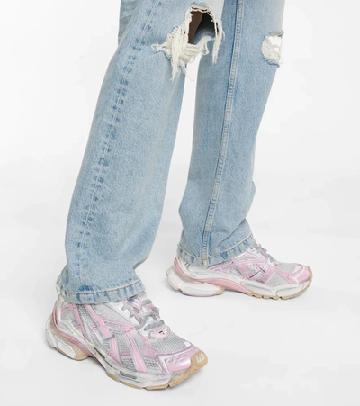 Shop Balenciaga Runner Mesh-trimmed Nylon Sneakers In White/pink/beige/blk