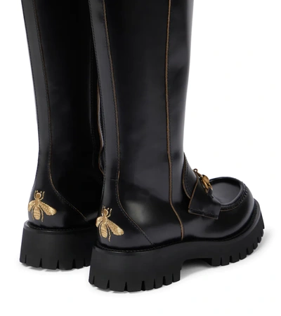 Shop Gucci Horsebit Leather Knee-high Boots In Nero