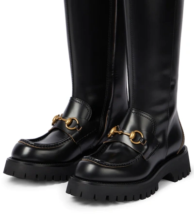 Shop Gucci Horsebit Leather Knee-high Boots In Nero