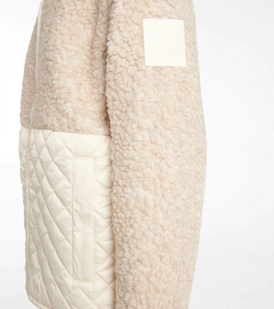 Shop Tory Sport Quilted Fleece Jacket In Natural/ivory Pearl