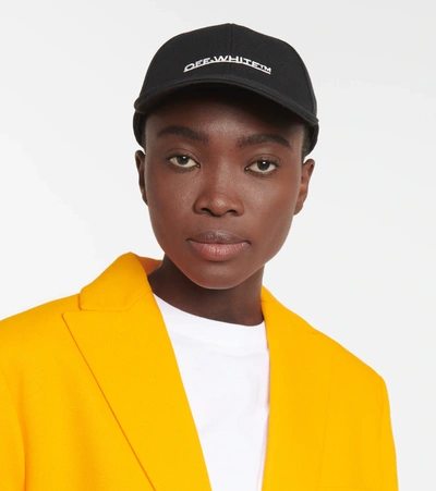 Shop Off-white Logo Embroidered Cap In Black White