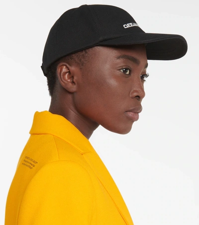Shop Off-white Logo Embroidered Cap In Black White