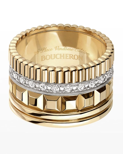 Shop Boucheron Quatre 18k Yellow Gold Ring With Diamonds