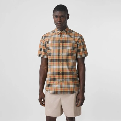 Check stretch cotton outlet shirt