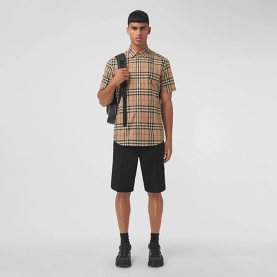 Burberry Cotton Shirt With Checked Pattern And Pockets In Multi