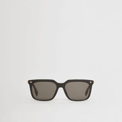 Shop Burberry Icon Stripe Sunglasses In Black