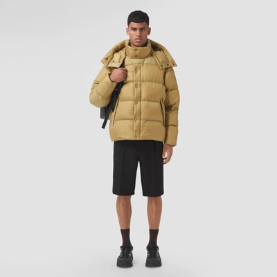 Shop Burberry Detachable Sleeve Hooded Puffer Jacket In Honey