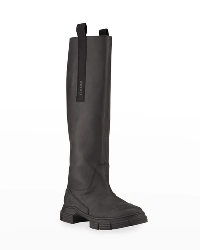 Shop Ganni Country Recycled Tall Moto Boots In Kalamata