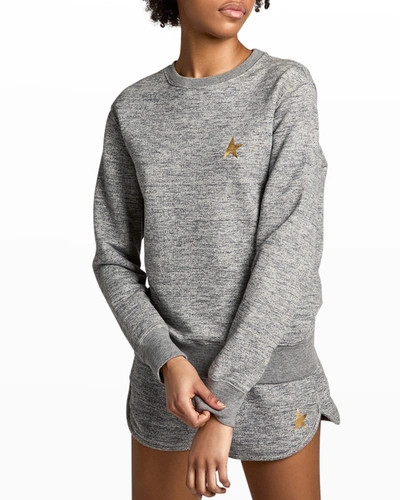 Shop Golden Goose Star Collection Sweatshirt W/ Metallic Star In Medium Grey Melan