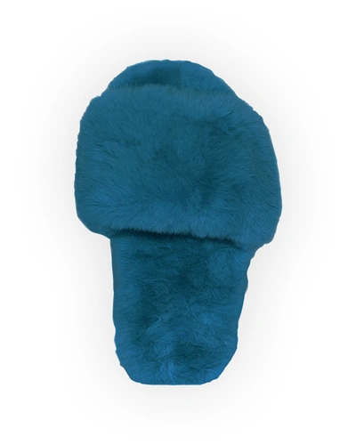Shop Apparis Diana Faux-fur Slippers In Stone Blue
