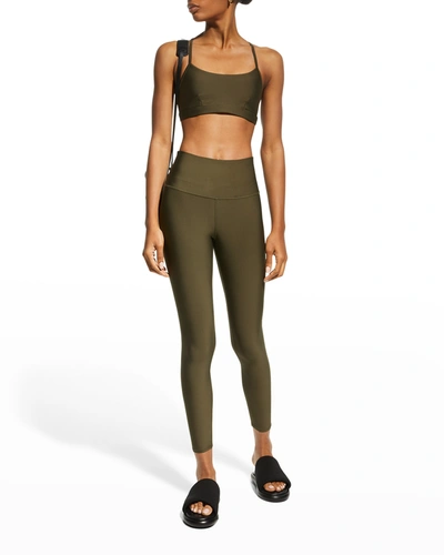 Alo Yoga Airlift High Waist Midi Leggings In Dark Olive