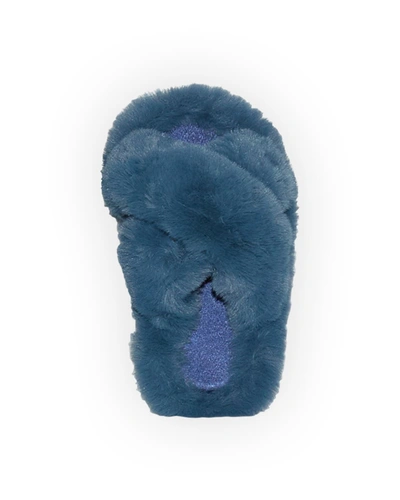 Shop Apparis Biba Faux-fur Slippers In Stone Blue