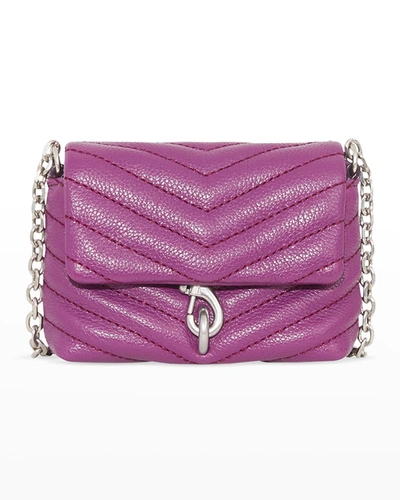 Shop Rebecca Minkoff Edie Micro Quilted Leather Crossbody Bag In Viola