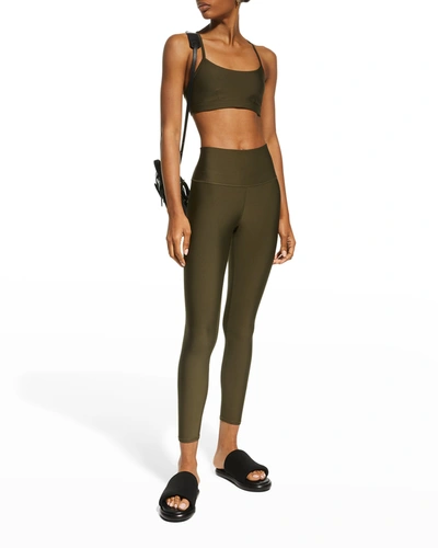 Shop Alo Yoga Airlift Intrigue Low-impact Sports Bra In Dark Olive