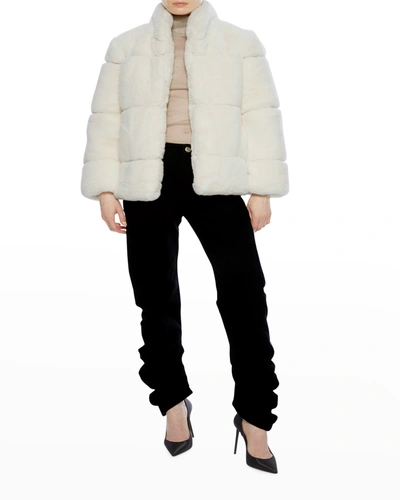 Shop Apparis Skylar Faux Fur Tiered Short Coat In Ivory