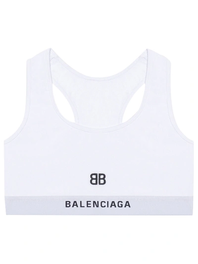 Shop Balenciaga Bb Logo Sports Bra White