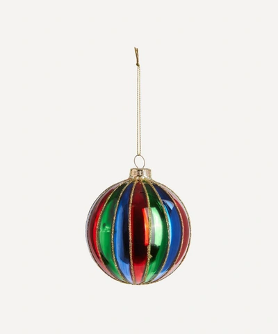 Shop Unspecified Multicoloured Stripe Glass Bauble