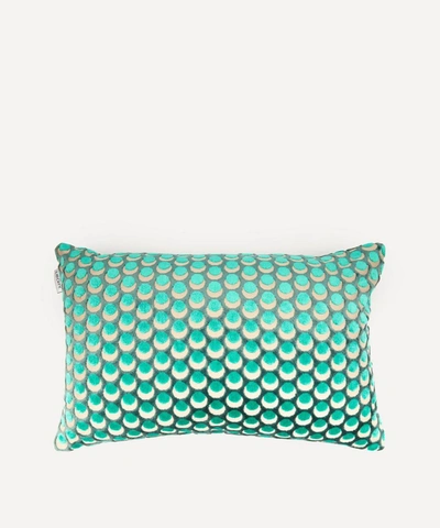 Shop Liberty Ottoman Spot Cut Pile Velvet Jacquard Cushion In Green