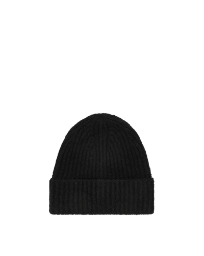 Shop Acne Studios Ribbed Beanie Hat In All Black