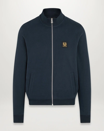 Shop Belstaff Full Zip Sweatshirt In Dark Ink