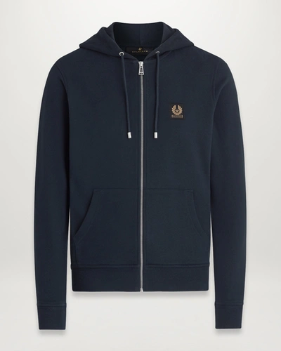 Shop Belstaff Full Zip Hoodie In Dark Ink