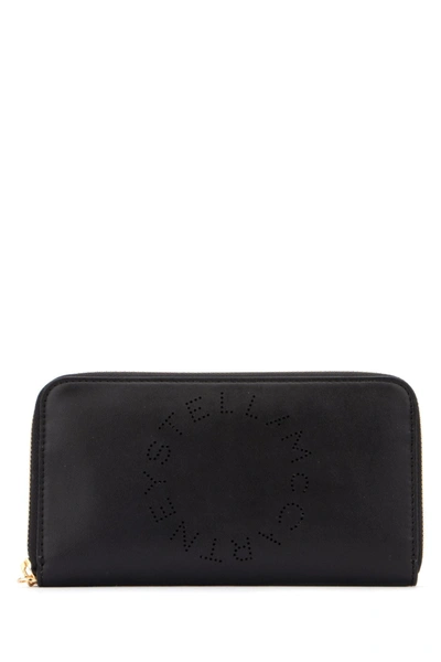 Shop Stella Mccartney Logo Continental Wallet In Black
