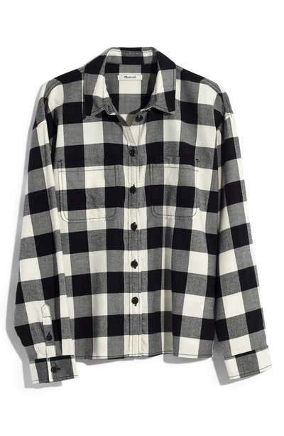Shop Madewell Buffalo Check Flannel Shirt Jacket In Big Triple True Black