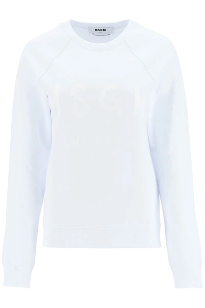 Shop Msgm Logo Print Sweatshirt In White